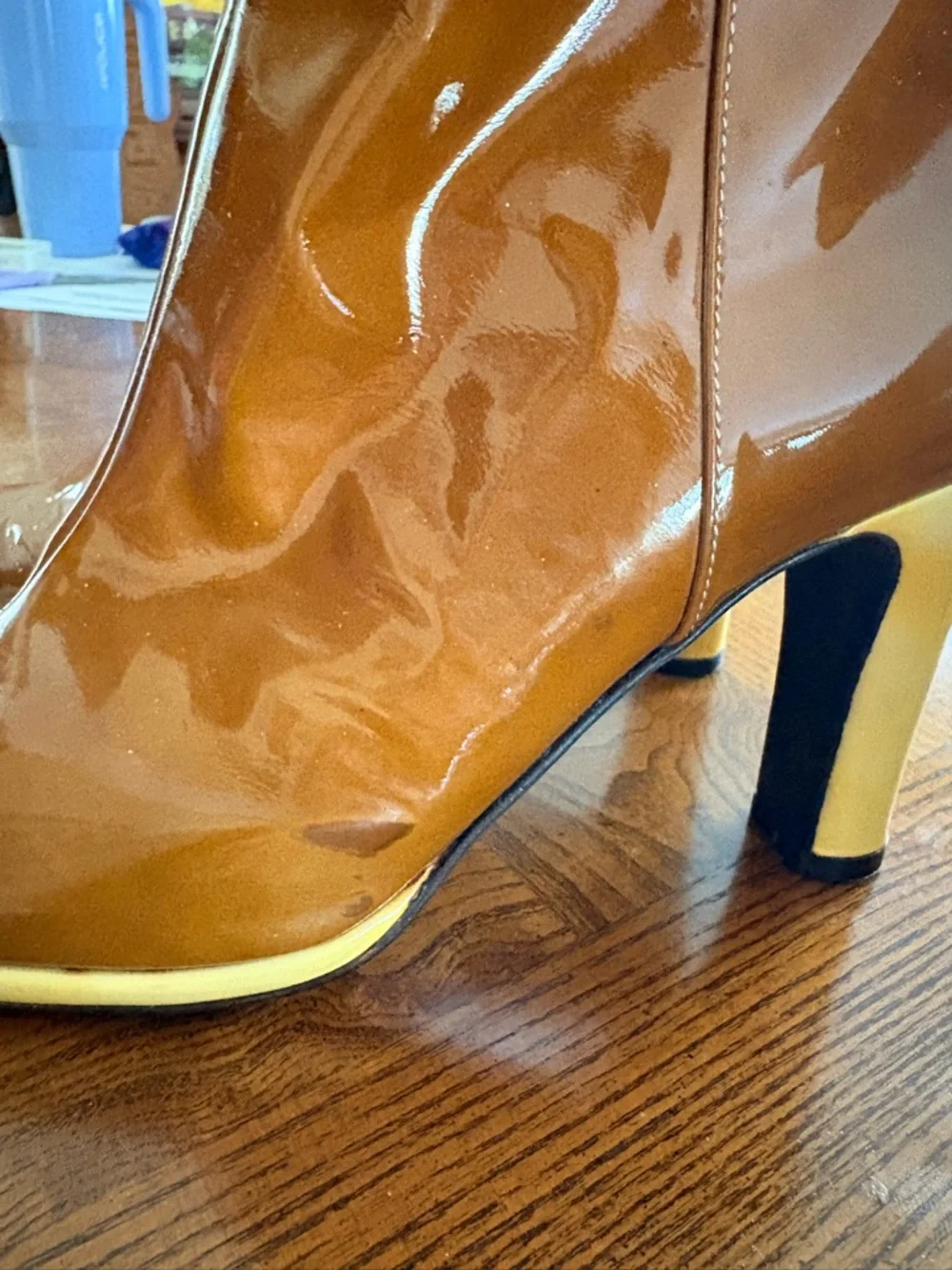 Via Spiga: Designer booties.  Carmel color with pale yellow heels! - Picture 13 of 15